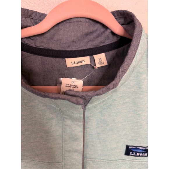 LL Bean Soft Cotton Ruby P/O Pullover Sweatshirt Women's XL Aqua Blue Heather - Picture 4 of 7